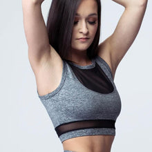 Load image into Gallery viewer, Grey Heathered &amp; Mesh Elegance Mesh Top
