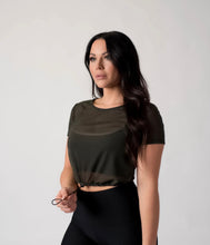 Load image into Gallery viewer, Killin&#39; It Short Sleeve Mesh Top Olive
