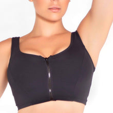 Load image into Gallery viewer, Matte Black Summer Collection Zipper Crop Top
